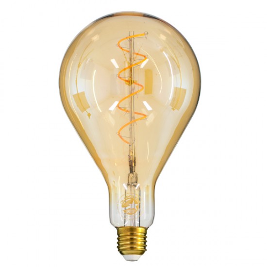 GloboStar® 99164 Λάμπα LED Soft S Spiral Filament E27 PS30 CHERRY Γλόμπος 4W 280lm 360° AC 220-240V IP20 Φ9.5 x Υ13.4cm Ultra Θερμό Λευκό 2200K με Μελί Γυαλί Dimmable - 3 Χρόνια Εγγύηση