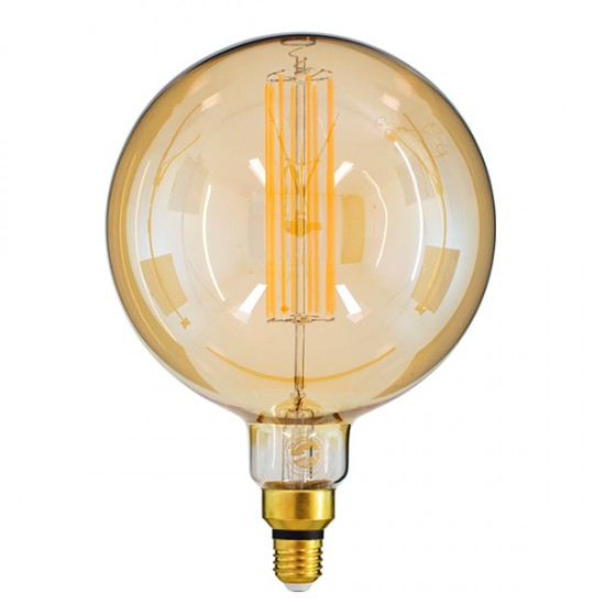 GloboStar® 99165 Λάμπα LED Long Filament E27 G200 PITAYAS Γλόμπος 8W 720lm 360° AC 220-240V IP20 Φ20 x Υ30cm Ultra Θερμό Λευκό 2200K με Μελί Γυαλί - Dimmable - 3 Χρόνια Εγγύηση