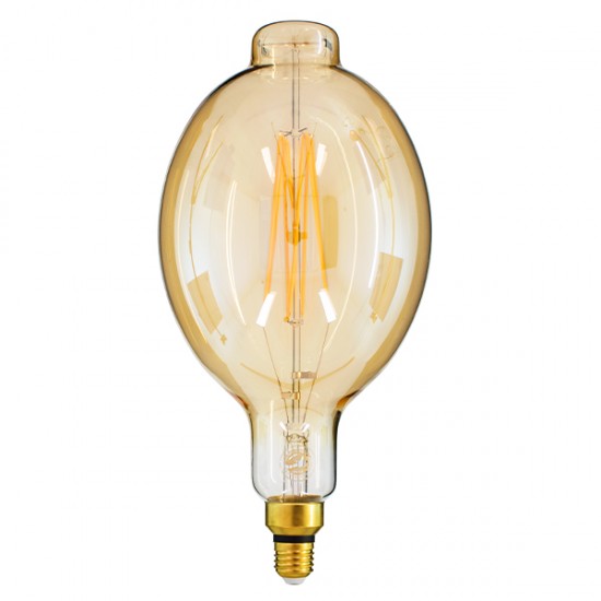 GloboStar® 99166 Λάμπα LED Long Filament E27 BT180 MANGOS Γλόμπος 8W 720lm 360° AC 220-240V IP20 Φ18 x Υ39cm Ultra Θερμό Λευκό 2200K με Μελί Γυαλί - Dimmable - 3 Χρόνια Εγγύηση