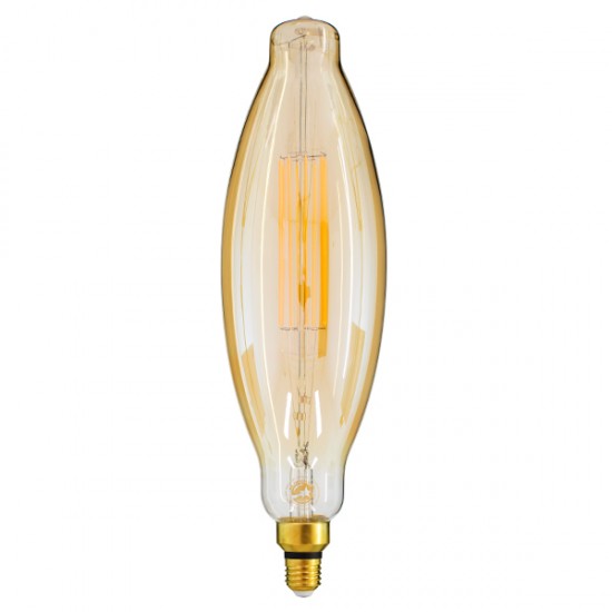 GloboStar® 99167 Λάμπα LED Long Filament E27 3.5K AVOCADOS Γλόμπος 8W 650lm 360° AC 220-240V IP20 Φ12 x Υ44cm Ultra Θερμό Λευκό 2200K με Μελί Γυαλί Dimmable - 3 Χρόνια Εγγύηση
