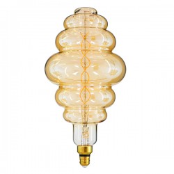 GloboStar® 99172 Λάμπα LED Soft S Spiral Filament E27 BH200 GRAPES Γλόμπος 8W 560lm 360° AC 220-240V IP20 Φ20 x Υ41cm Ultra Θερμό Λευκό 2200K με Μελί Γυαλί - Dimmable - 3 Χρόνια Εγγύηση