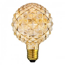 GloboStar® 99203 Λάμπα LED MTX Diode HP E27 P95 PINEAPPLE Γλόμπος 1.6W 140lm 360° AC 220-240V IP20 Φ9.5 x Υ13.5cm Ultra Θερμό Λευκό 2200K με Μελί Γυαλί - Dimmable - 3 Years Warranty
