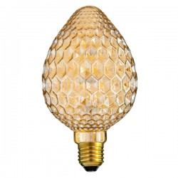 GloboStar® 99204 Λάμπα LED MTX Diode HP E27 SB95 STRAWBERRY Γλόμπος 1.6W 140lm 360° AC 220-240V IP20 Φ9.5 x Υ17cm Ultra Θερμό Λευκό 2200K με Μελί Γυαλί - Dimmable - 3 Years Warranty