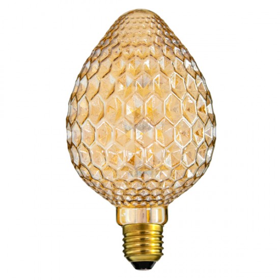 GloboStar® 99204 Λάμπα LED MTX Diode HP E27 SB95 STRAWBERRY Γλόμπος 1.6W 140lm 360° AC 220-240V IP20 Φ9.5 x Υ17cm Ultra Θερμό Λευκό 2200K με Μελί Γυαλί - Dimmable - 3 Years Warranty