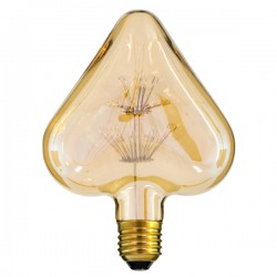 GloboStar® 99205 Λάμπα E27 H115 MTX Heart DIODE HP LED String 3W 300 lm 320° AC 85-265V Edison Retro με Μελί Γυαλί Ultra Θερμό Λευκό 2200 K