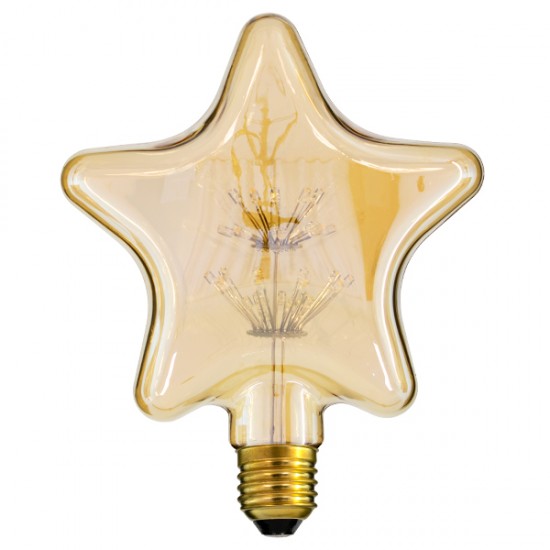 GloboStar® 99207 Λάμπα LED MTX Diode HP E27 S125 STAR Γλόμπος 1W 70lm 360° AC 220-240V IP20 Μ15 x Π6 x Υ16cm Ultra Θερμό Λευκό 2200K με Μελί Γυαλί - 3 Χρόνια Εγγύηση