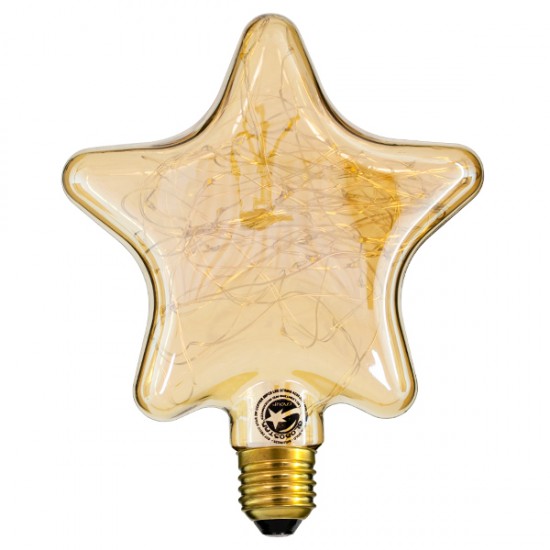 GloboStar® 99225 Λάμπα E27 DSC125 Deco Star SMD LED Copper String 2W 150 lm 320° AC 85-265V Edison Retro με Μελί Γυαλί Ultra Θερμό Λευκό 2200 K