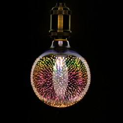 GloboStar® 99271 Λάμπα LED Long Filament E27 G125 Γλόμπος 3D GALAXY EFFECT Γλόμπος 3W 201lm 360° AC 220-240V IP20 Φ12.5 x Υ18cm Θερμό Λευκό 2700K με Galaxy Mirror Γυαλί - Dimmable - 3 Χρόνια Εγγύηση