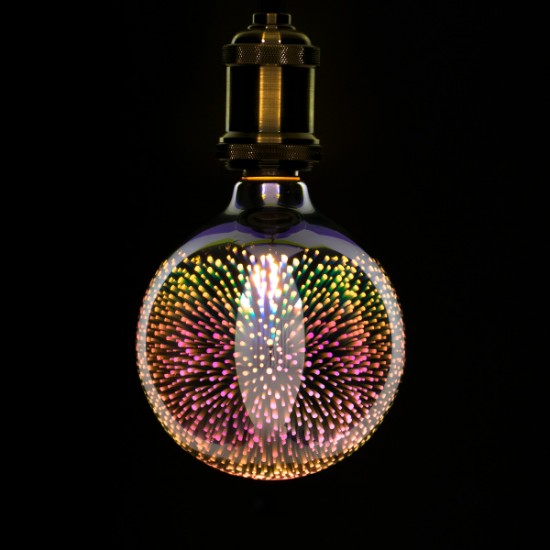GloboStar® 99271 Λάμπα LED Long Filament E27 G125 Γλόμπος 3D GALAXY EFFECT Γλόμπος 3W 201lm 360° AC 220-240V IP20 Φ12.5 x Υ18cm Θερμό Λευκό 2700K με Galaxy Mirror Γυαλί - Dimmable - 3 Χρόνια Εγγύηση