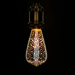 GloboStar® 99272 Λάμπα LED Long Filament E27 ST64 Αχλάδι 3D Galaxy Effect 3W 201lm 360° AC 220-240V IP20 Φ6.4 x Υ14cm Θερμό Λευκό 2700K με Galaxy Mirror Γυαλί - Dimmable - 3 Years Warranty
