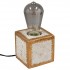 GloboStar® Cement 99403 Μοντέρνο Φυσικό Τσιμέντο Επιτραπέζιο Φωτιστικό Πορτατίφ Λαμπατέρ με Ντουί E27 Μονόφωτο Κύβος Χρυσό - Γκρι / Λευκό Τσιμέντο με 1.8m Καλώδιο M10 x Π10 x Υ10cm
