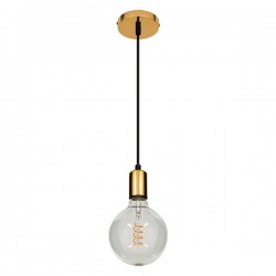 GloboStar® LUMI GOLD 99421 Μοντέρνο Μεταλλικό Κρεμαστό Φωτιστικό Οροφής Ανάρτηση Μονόφωτο 1 x E27 Χρυσό Φ4 x Y118cm