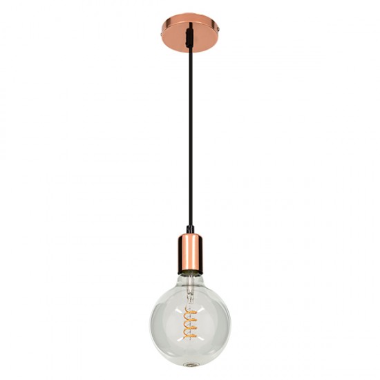 GloboStar® DOUITO 99422 Μοντέρνο Κρεμαστό Φωτιστικό Οροφής Ανάρτηση Μονόφωτο 1 x E27 AC220-240V με 1m Καλώδιο - Φ4 x Υ110cm - Χάλκινο - 5 Years Warranty