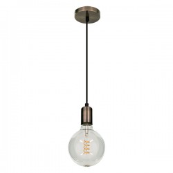 GloboStar® DOUITO 99424 Μοντέρνο Κρεμαστό Φωτιστικό Οροφής Ανάρτηση Μονόφωτο 1 x E27 AC220-240V με 1m Καλώδιο - Φ4 x Υ110cm - Μπρονζέ - 5 Years Warranty