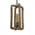 GloboStar® ELDORA 10001014 Vintage Industrial Κρεμαστό Φωτιστικό Οροφής Μονόφωτο 1 x E27 Μαύρο Μεταλλικό με Μπεζ Σχοινί Φ13 x Y30cm