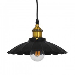 GloboStar® MARGI 10001166 Vintage Industrial Κρεμαστό Φωτιστικό Οροφής Μονόφωτο 1 x E27 Μαύρο Μεταλλικό Καμπάνα Φ25 x Y15cm