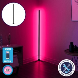 Μοντέρνο Minimal Επιδαπέδιο Μαύρο Φωτιστικό 150cm LED 24 Watt με Ασύρματο Χειριστήριο RF & Dimmer Ροζ GloboStar ALIEN Design GLOBO-150-7