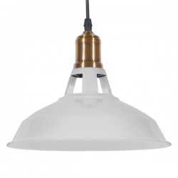 GloboStar® ANER 01072 Vintage Industrial Κρεμαστό Φωτιστικό Οροφής Μονόφωτο Λευκό Μεταλλικό Καμπάνα Φ28 x Y17cm