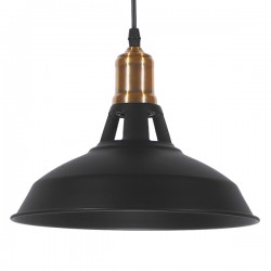 GloboStar® ANER 01073 Vintage Industrial Κρεμαστό Φωτιστικό Οροφής Μονόφωτο Μαύρο Μεταλλικό Καμπάνα Φ28 x Y17cm