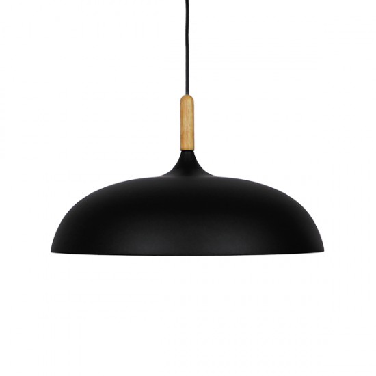 GloboStar® VALLETE BLACK 01258 Μοντέρνο Κρεμαστό Φωτιστικό Οροφής Μονόφωτο 1 x E27 Μαύρο Μεταλλικό Καμπάνα Φ45 x Y27cm